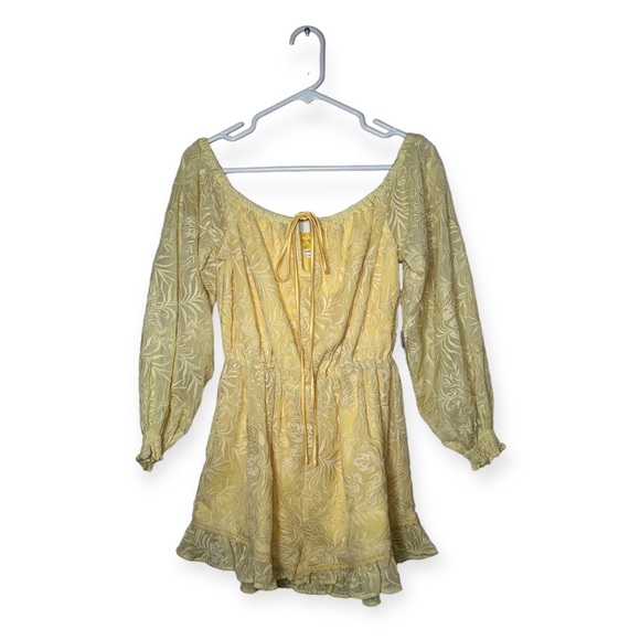 NWT Tularosa Ida Romper Balloon Sleeve Ruffle Hem Playsuit in Lemon Drop Small - Picture 2 of 15